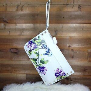 NWT White House Black Market Purple Hydrangea GWP White Clutch